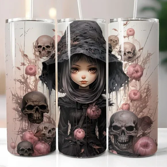 Vintage Halloween Witch w/Skulls 20oz Tumbler - Picture 1 of 1
